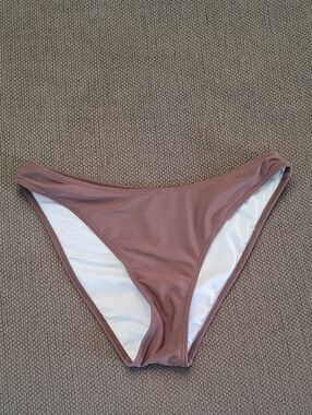 Zaful Dusty Mauve/Brown Bikini Bottom with White Lining